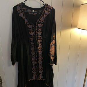 Amazon Black Dress with Purple Embroidery